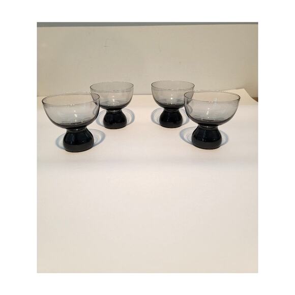 MCM Cocktail Glasses Morgantown Barware Retro Set of 4 Smoke Gray Black - Picture 8 of 9